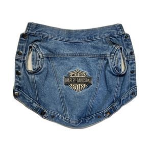 Harley Davidson Dog Jean Vest Jacket Denim Small